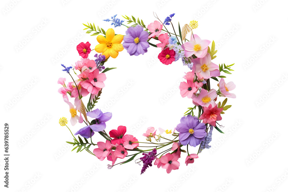 Spring Floral wreath on a white background centered in the frame, bright colors isolated PNG Spring Floral wreath on a white background centered in the frame, bright colors isolated PNG