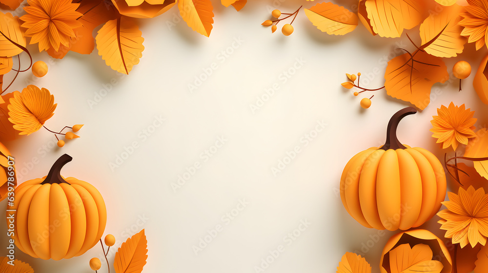 3D Halloween ornamental frame landing page template in paper art style on isolated white background, Generative AI 3D Halloween ornamental frame landing page template in paper art style on isolated white background, Generative AI