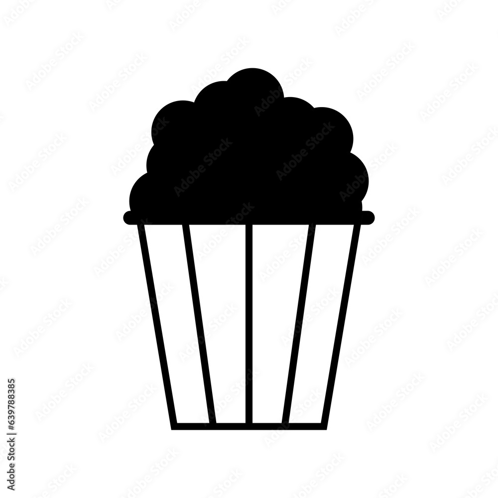 Popcorn food design icon, web corn box snack flat vector illustration element