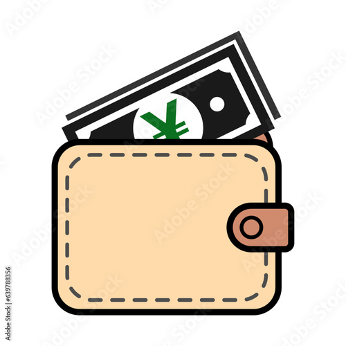Wallet yuan icon, finance flat symbol, economy deposit cash vector illustration sign