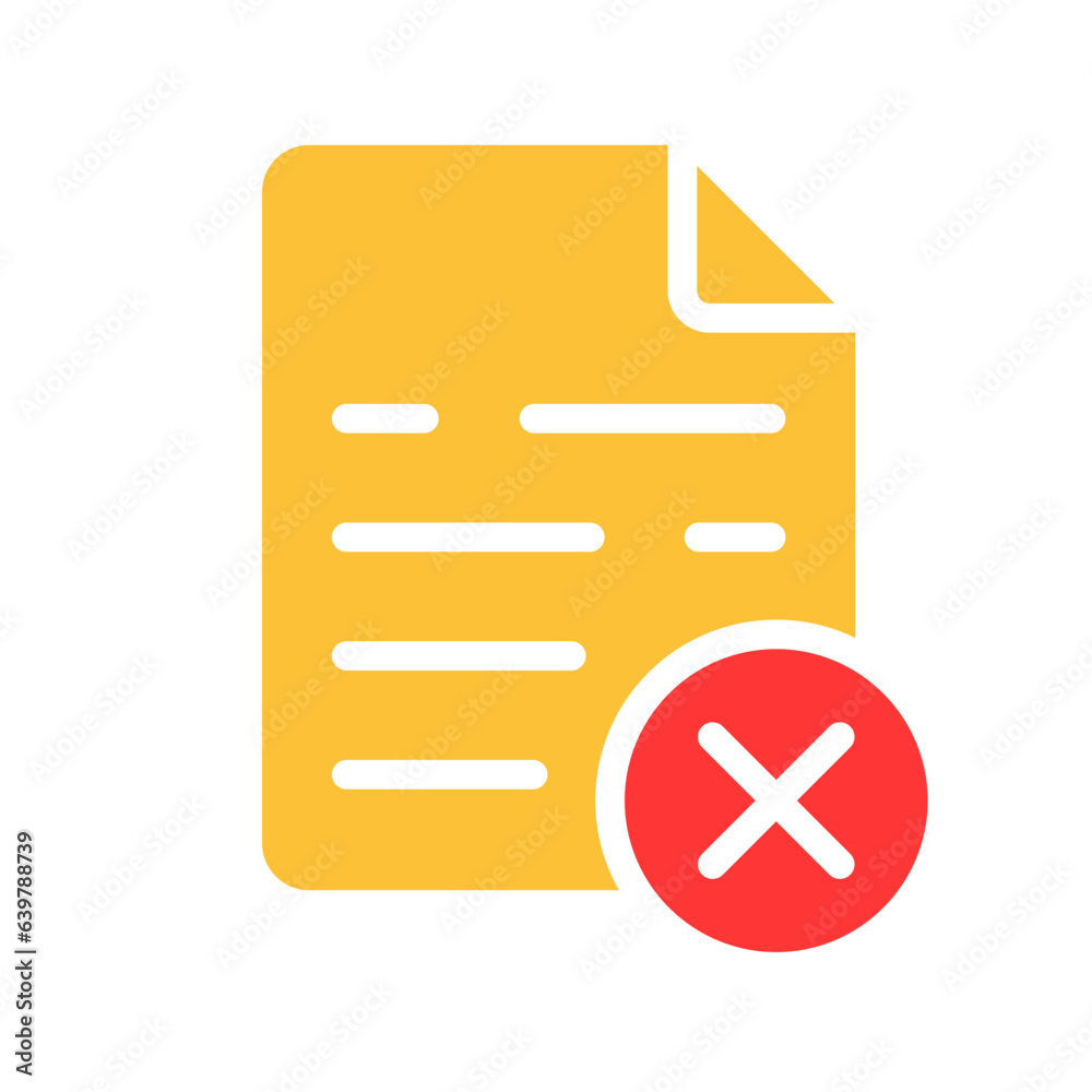 File with cross line icon. Folder, computer, document, information, data, delete, memory, laptop. Vector colored icon on a white background for business