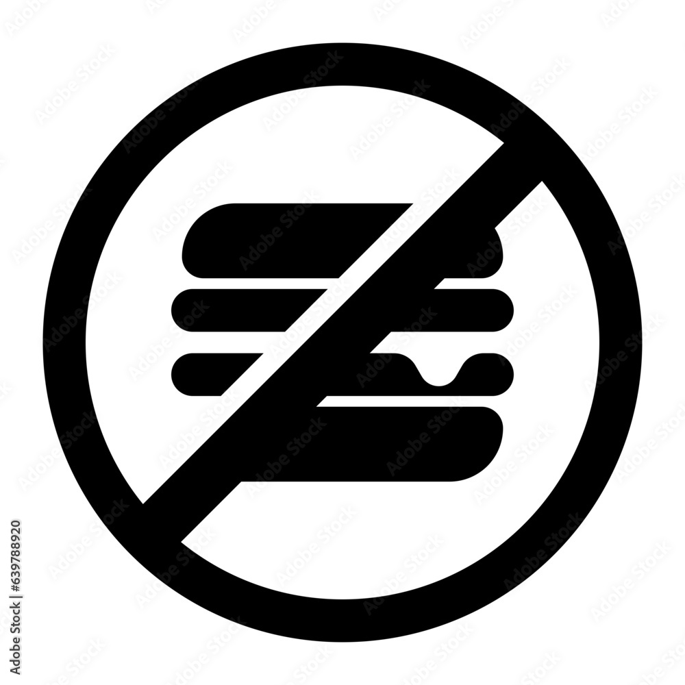 No Food with burger solid glyph icon No Food with burger solid glyph icon