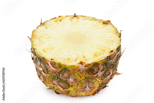 Pineapple half isolated. Cut pineapples on white background. File contains clipping path.
