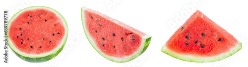 Collection watermelon isolated on white background. Watermelon berry fruit. File contains clipping path. Full depth of field.