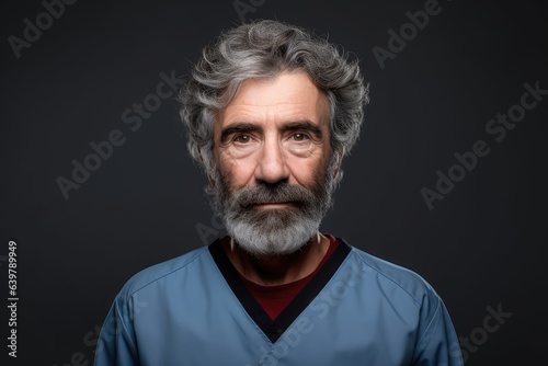 Portrait of senior male nurse and doctor looking at camera in studio. Photo generative AI