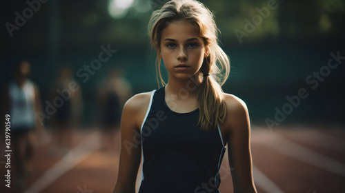 teen girl before running race at track © Ricky