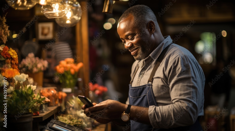 A small business owner in Africa uses tap-to-pay technology for card payments, with a customer tapping the back of the phone with a card A small business owner in Africa uses tap-to-pay technology for card payments, with a customer tapping the back of the phone with a card