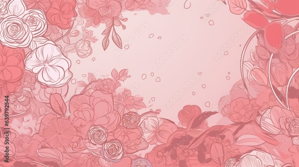 pink flowers in pink watercolor background with copy space for text pink flowers in pink watercolor background with copy space for text