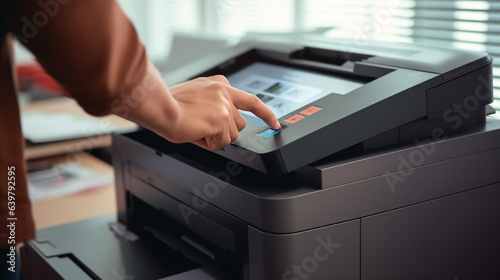 work in the office on a laser printer close-up, legal AI