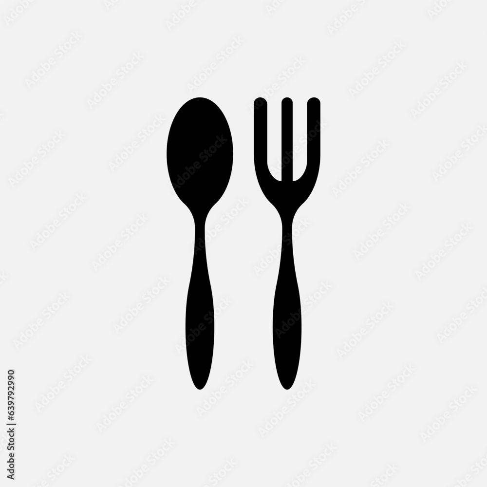 Spoon and Fork Icon. Restaurant, Canteen. Food Court, Culinary Center Symbol. Applied for Design