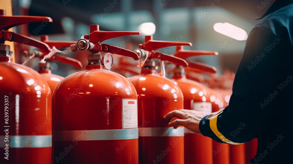 Naklejka premium inspection of fire extinguishers at the enterprise, legal AI