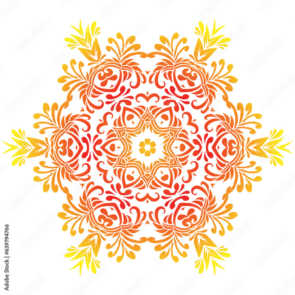 Beauty batik ethnic dayak borneo vector graphics of beautiful  gradient petals art with a luxurious and dynamic design