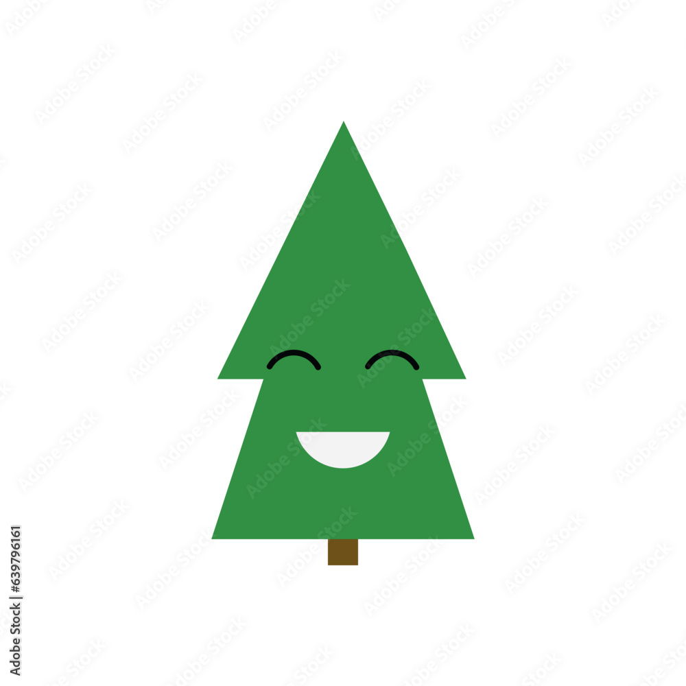 Fototapeta premium Christmas tree icon, cartoon illustration