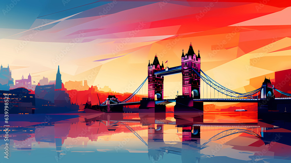 Illustration of the beautiful city of London. United Kingdom - obrazy, fototapety, plakaty 