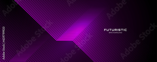 3D purple techno abstract background overlap layer on dark space with glowing lines shape decoration. Modern graphic design element future style concept for banner, flyer, card, or brochure cover © Arroyan Art