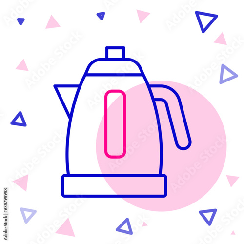 Line Electric kettle icon isolated on white background. Teapot icon. Colorful outline concept. Vector
