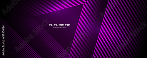 3D purple techno abstract background overlap layer on dark space with glowing triangle lines decoration. Modern graphic design element future style concept for banner, flyer, card, or brochure cover