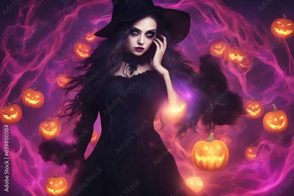 halloween witch with a pumpkin
