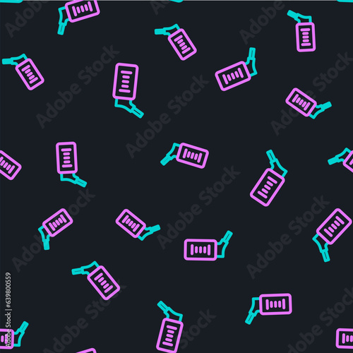 Line Automatic drinker for small pets icon isolated seamless pattern on black background. Vector