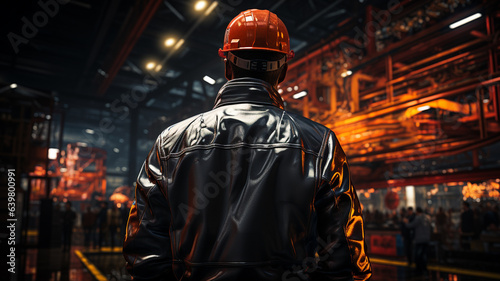 portrait of worker with protective mask and safety