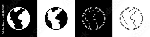 Set Global economic crisis icon isolated on black and white background. World finance crisis. Vector