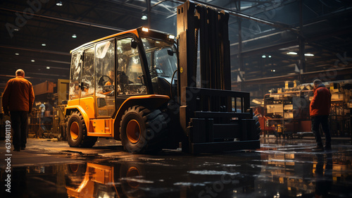 warehouse worker in a forklift © Aghavni