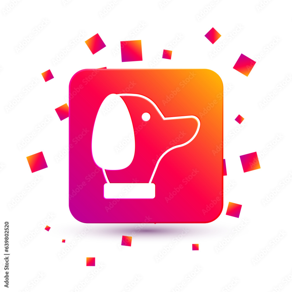 White Dog icon isolated on white background. Square color button. Vector White Dog icon isolated on white background. Square color button. Vector