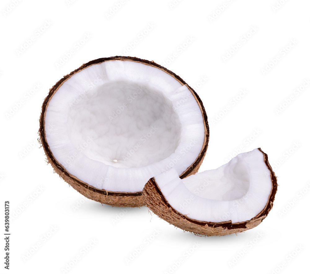 Half-peeled coconut isolated on transparent background (.PNG) Half-peeled coconut isolated on transparent background (.PNG)