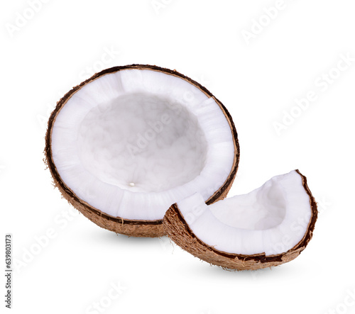 Half-peeled coconut isolated on transparent background (.PNG)