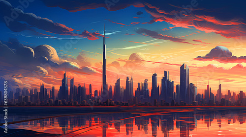 Obraz na płótnie Illustration of the beautiful city of Dubai. United Arab Emirates w salonie
