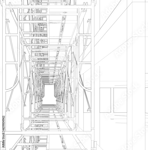 3D illustration of building and construction