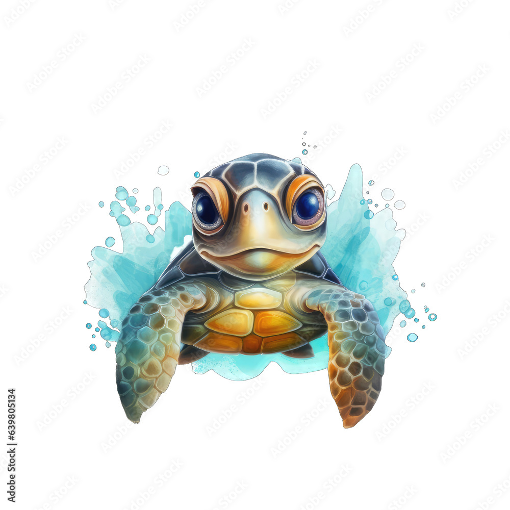 Whimsical Watercolor Baby Turtle Art Whimsical Watercolor Baby Turtle Art
