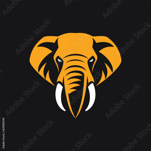 Tusker elephant logo design vector illustration of an elephant head