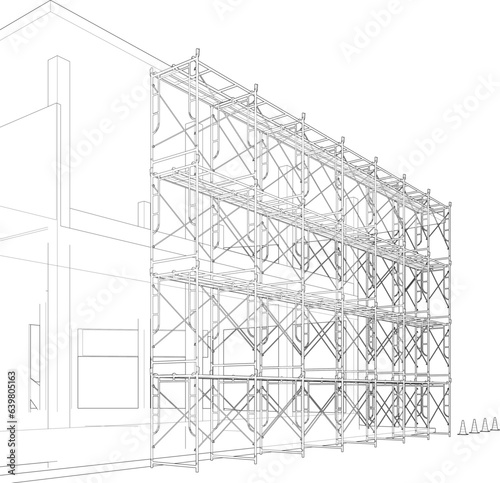 3D illustration of building and construction