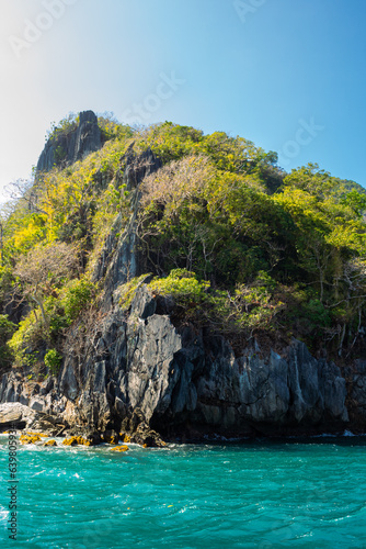 Landscape of the beautiful mountain cliff in the sea, El Nido in Philippines