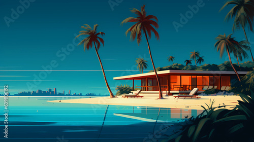 Illustration of a beautiful view of a tropical island © proslgn