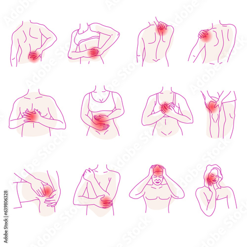 Pain and aches, headache and toothache vector