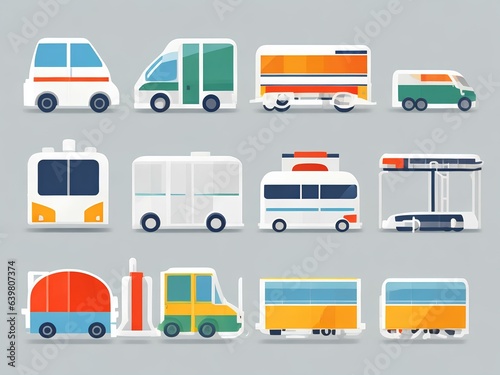 12 icons Transport icon set and white background