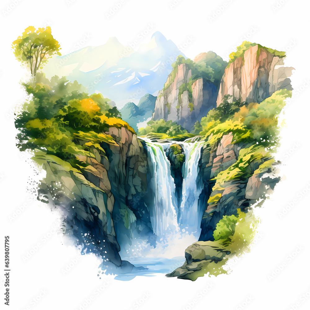 Illustration of a beautiful view of a tropical island