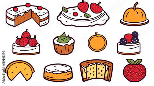  Tempting Combination of Fresh Fruits and Irresistible Cakes in Vibrant Detail. Delicious Image