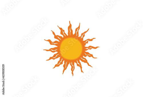 Sunny day, abstract sun, vector logo template, round orange shapes with company name on white background.