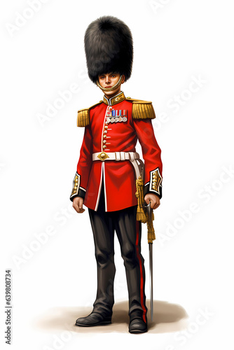 Illustration of a British Royal Guard soldier. United Kingdom