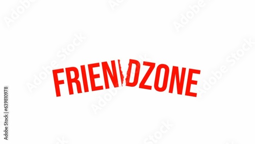 Footage of split friendzone typography animation with torn paper effect. Isolated on a white screen. 
