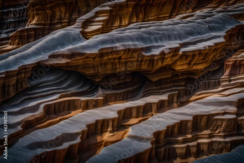 the intricate details of a weathered rock formation, showcasing the effects of erosion and time