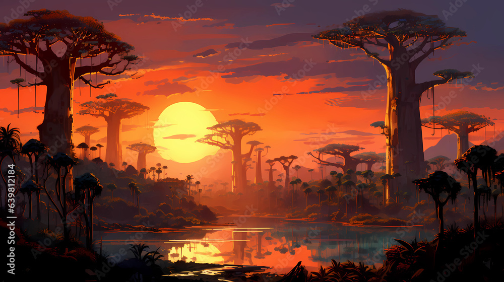 Illustration of a beautiful view of Madagascar
