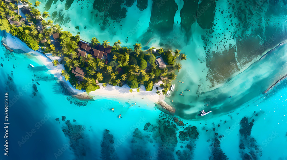 Illustration of a beautiful view of a tropical island