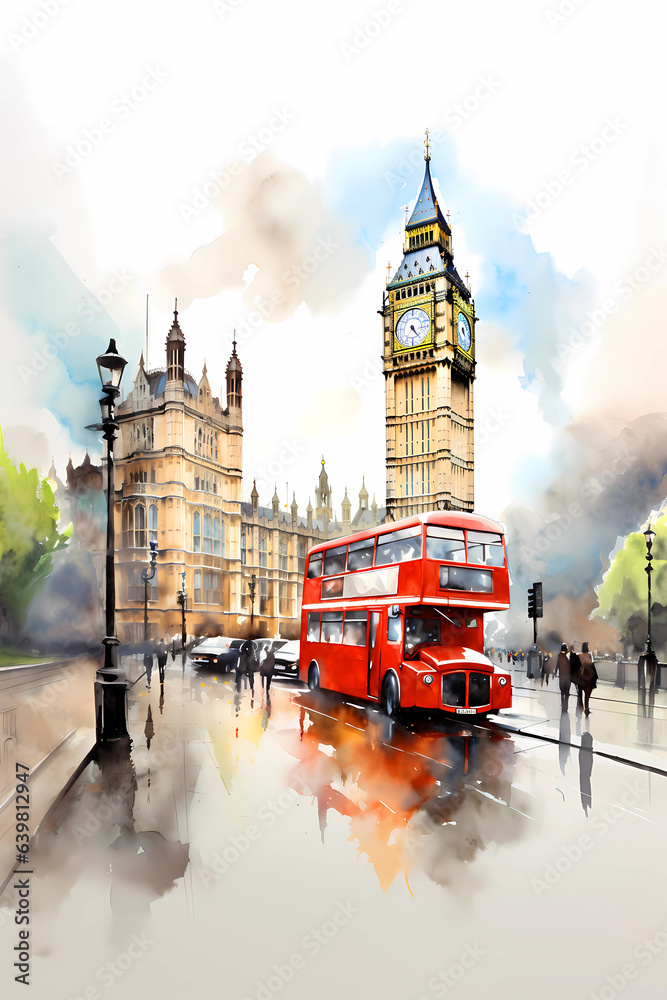 Illustration of the beautiful city of London. United Kingdom