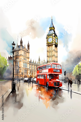 Obraz na płótnie Illustration of the beautiful city of London. United Kingdom w salonie