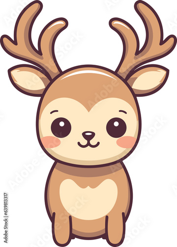 Reindeer chirstmas kawaii vector illustration.