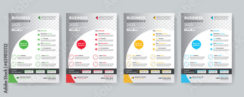 Modern creative corporate business conference flyer template design and Elegant Corporate business conference a4 cover flyer template, Geometric Corporate business flyer template design